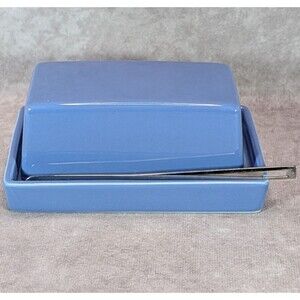 Zero Japan Bee House Ceramic Butter Dish Blueberry Blue with Knife and Lid